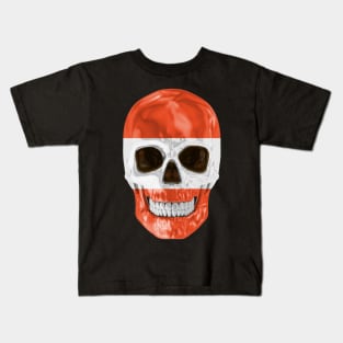 Austria Flag Skull - Gift for Austrian With Roots From Austria Kids T-Shirt